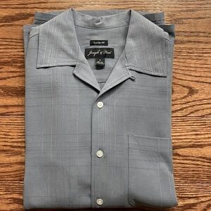 JOSEPH & FEISS MEN button down shirt silk textured solid blue size Small